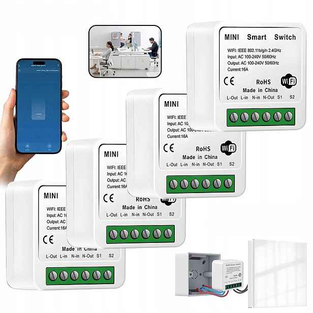 Bezdrátový Reléový Vypínač WiFi modul Smart 16A 4X