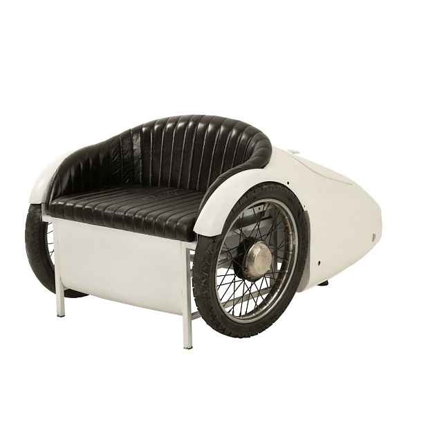 Bílo-černá kovová designová pohovka ve tvaru auta Car - 127*99*80cm J-Line by Jolipa