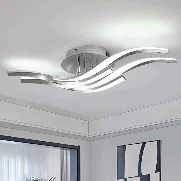 Led stropní svítidlo lustr moderní stříbrný do obývacího pokoje 6500K 32W 60cm