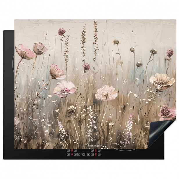MuchoWow KRYT NA INDUKČNÍ DESKU Květiny - Béžová - Suché květiny 65x52 cm