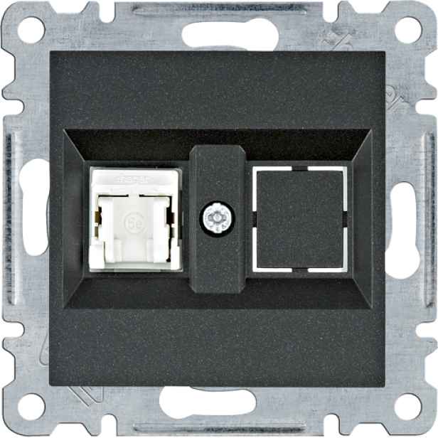 Zásuvka datová Hager lumina CAT5E 1× RJ45 UTP nestíněná černá mat