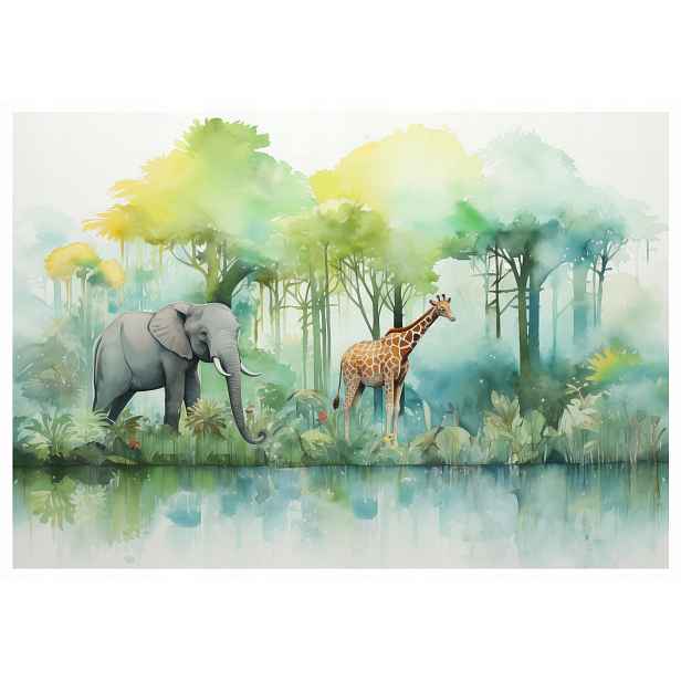 Fototapeta Do Dětského Pokoje Zvířata Džungle Safari Žirafa 150x105