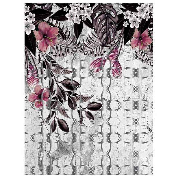 Fototapeta Hibiskus Růžový Vintage retro květiny 184x254 vinylová lepidlo
