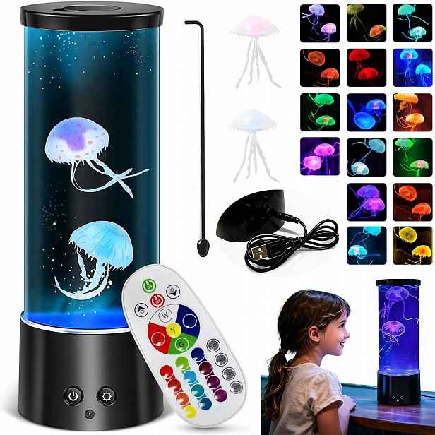 Lampička Láva Medúza Noční Stolní Osvětlení Dárek 17 Rgb