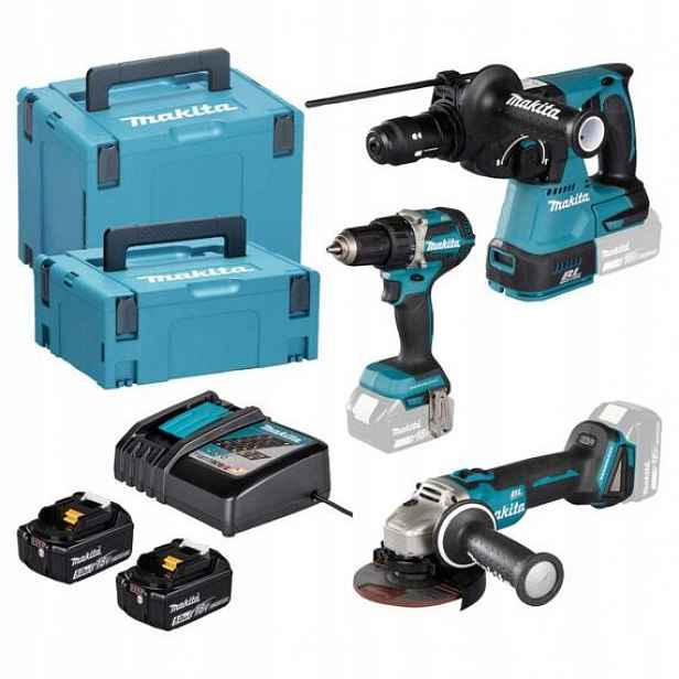 Makita DLX3195JX1 aku sada 18V/2*5Ah Lxt, (DDF484+DGA504+DHR243) 2* Makpac