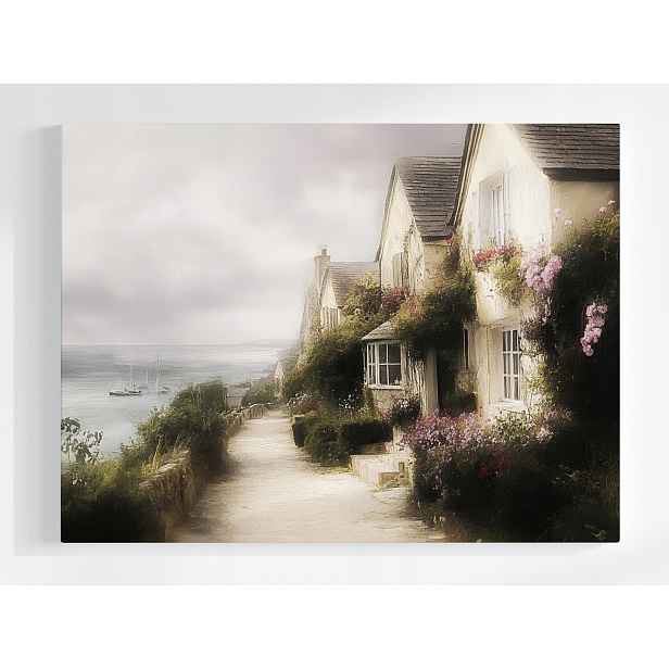 Obraz Na Plátně Canvas Krajina Anglie Cornwall Pobřeží Moře Domy 80x60