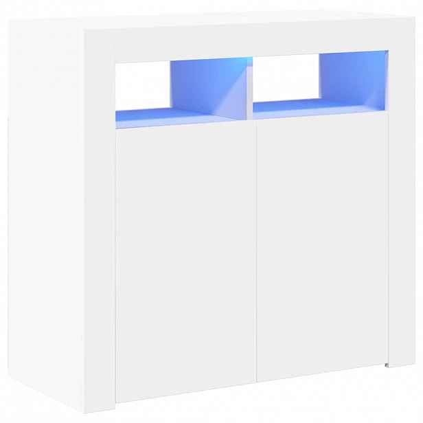 vidaXL Příborník s LED osvětlením bílý 80 x 35 x 75 cm