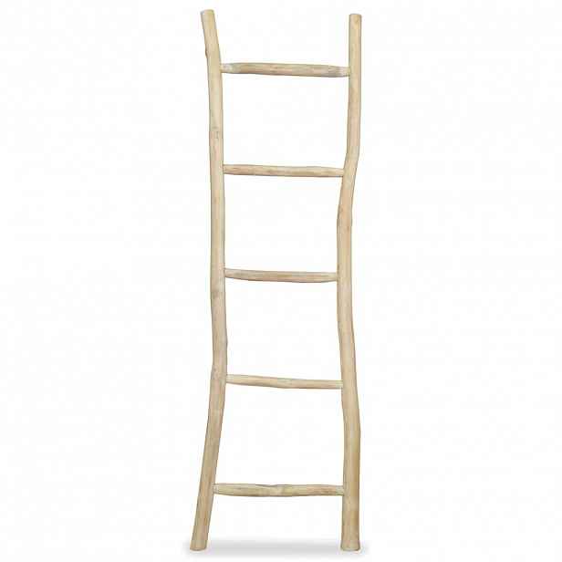 vidaXL Věšák na ručníky s 5 příčlemi, přírodní teak, 45x150 cm