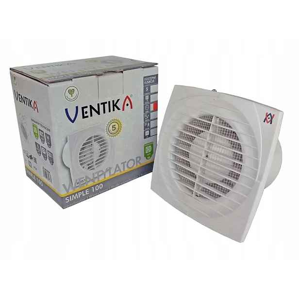 Domový axiální ventilátor bílý s časovým spínačem fi100 Simple Vents