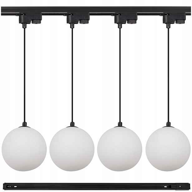 Kolejnicové osvětlení Lišta 1 m 4x Závěsné svítidlo bílá koule Led lampa IP20