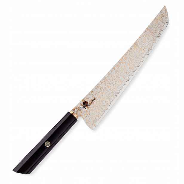 Nůž plátkovací Sujihiki 255 mm Dellinger Resin Black Gold Damascus