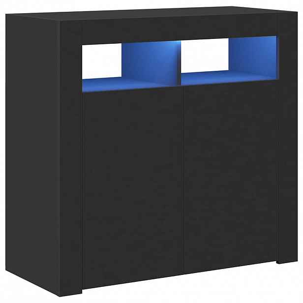 vidaXL Příborník s LED osvětlením černý 80 x 35 x 75 cm