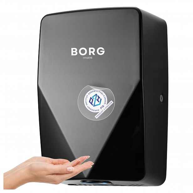 Automatická sušička rukou z oceli Borg Marin 700W, černá, 10s sušení