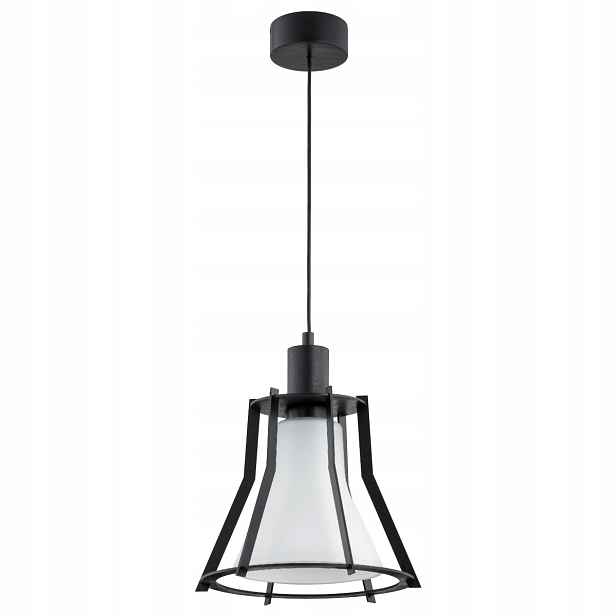 Černá závěsná lampa s bílým stínítkem E27 15W do jídelny Pomax Alfa