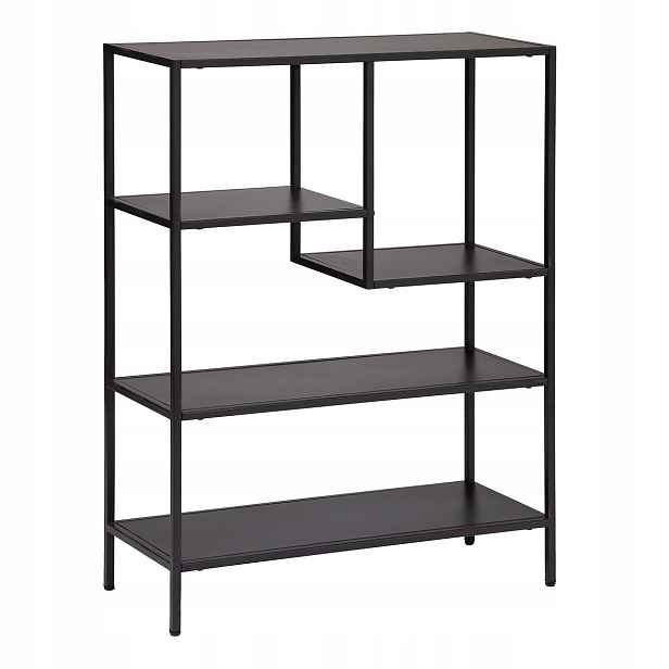 Černý Regál Gota 5-úrovňový asymetrický Loft 180 cm moderní stylový