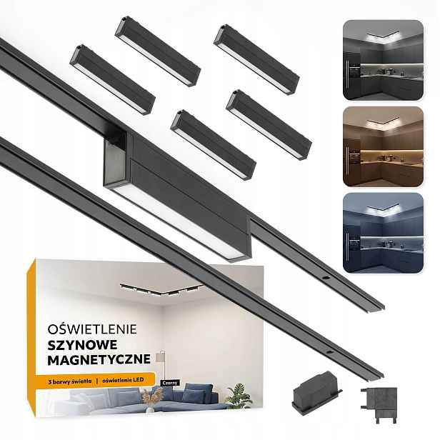 Magnetické kolejnicové osvětlení 2x Kolejnice 1m 5x 10W Led lampa Písmeno L