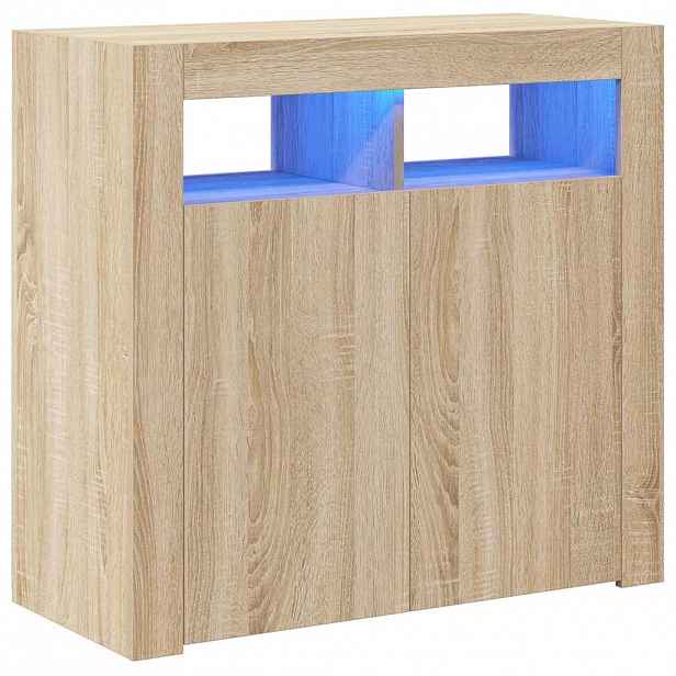 vidaXL Příborník s LED osvětlením dub sonoma 80 x 35 x 75 cm