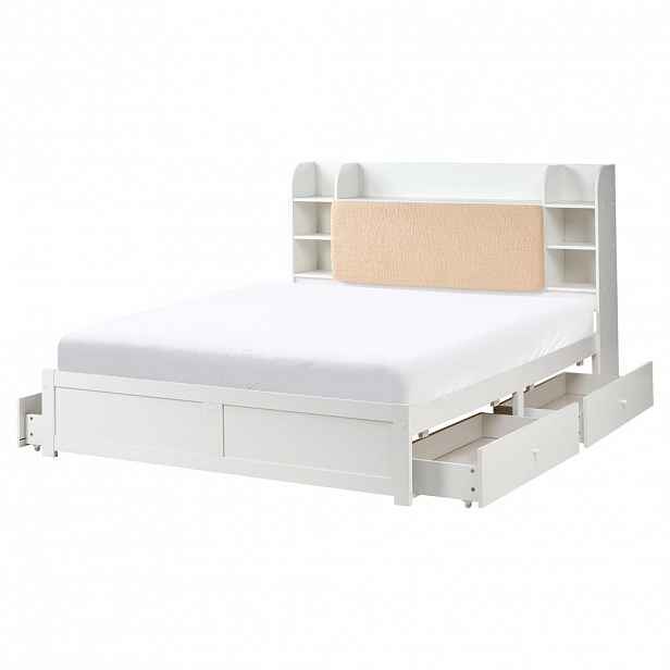 Beliani POSTEL s zásuvkami 160/200 cm MDF deska Bílá Bizou