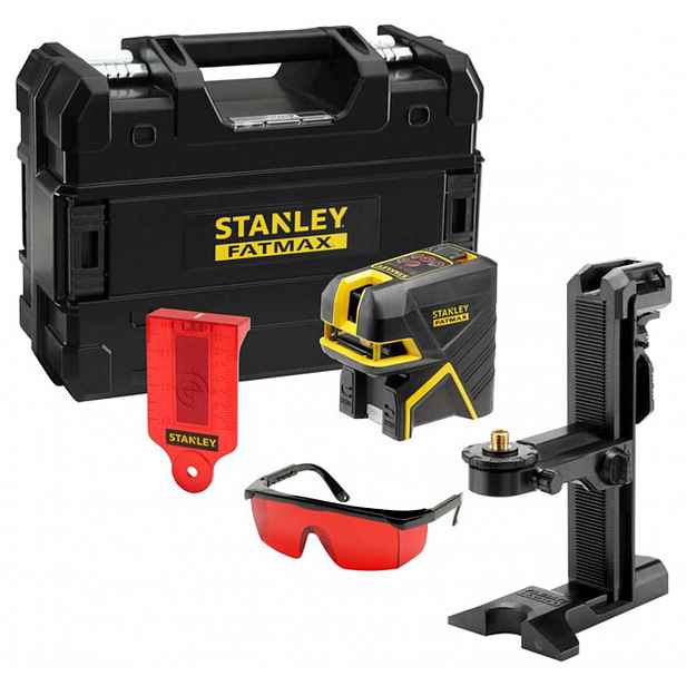 Stanley - Křížový a bodový laser s příslušenstvím, červený, dosah 50 m, baterie, nabíječka FMHT1-77415