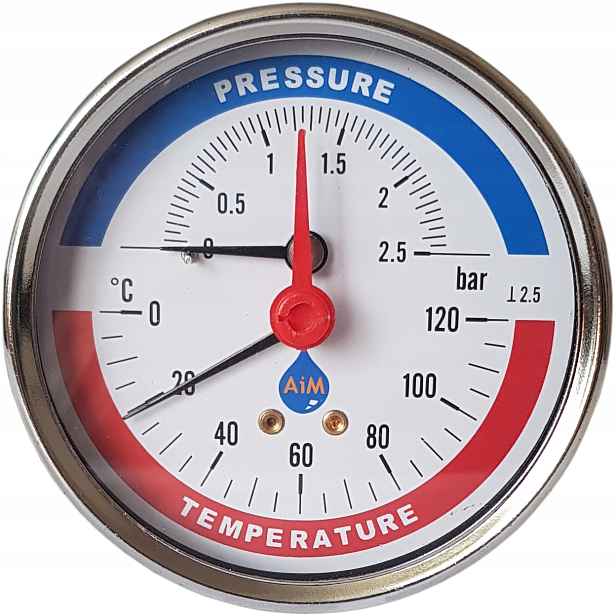Termomanometr 80 mm 1/2 2,5 bar 120C Zadní Aksiální