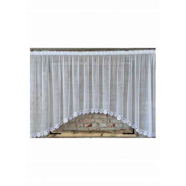 Hotová záclona 400x160 oblouk, voál, guipure 8 cm Květina