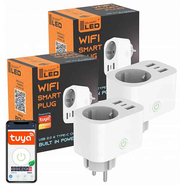 Inteligentní WiFi zásuvka Tuya, Usb nabíječka