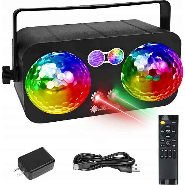 Led Diskotéková Lampa Vícebarevná Hliníková Rgb Uv Zvuk Ovládání