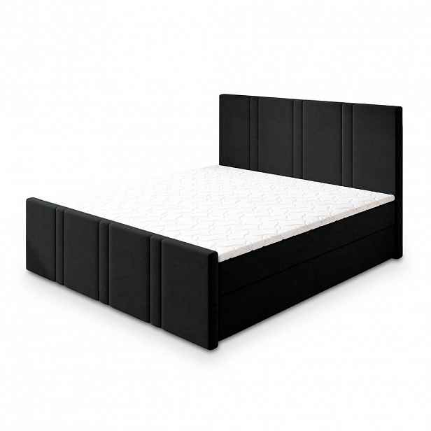 MASSENO AMERICKÁ POSTEL COMOZA 180x200 cm, s matrací a úložným prostorem, černá