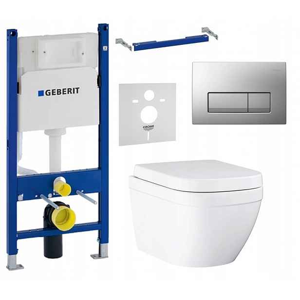 Podomítkový Wc set s podstavcem Wc mísa Grohe Euro Ceramic tlačítko