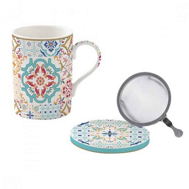 Porcelánový hrnek, 350 ml, s víčkem a louhovačem, "Siracusa" - Easy Li