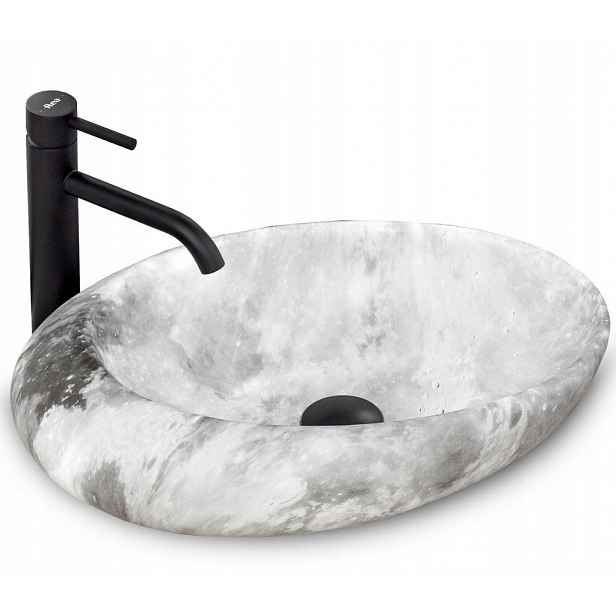 Umyvadlo na desku Roxy B Stone L. 49x31 šedé (REA-U6651) /po/