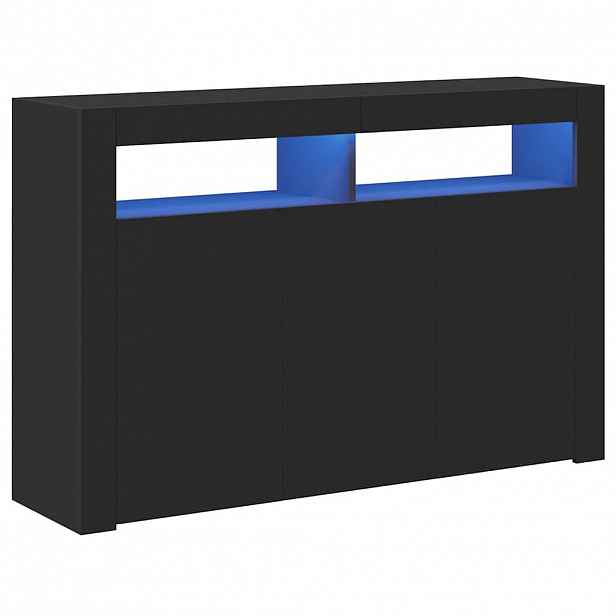 vidaXL Příborník s LED osvětlením černý 115,5 x 30 x 75 cm