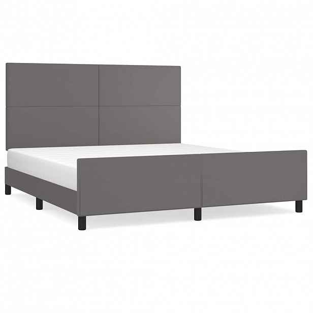 vidaXL Rám postele s čelem šedý 180x200 cm umělá kůže