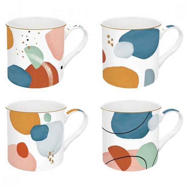 Sada 4 hrnků "Shapes", porcelán, 300 ml - Easy Life