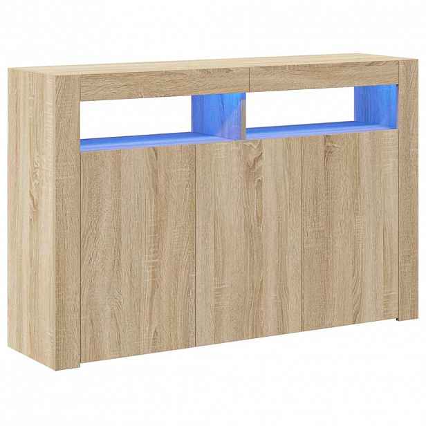 vidaXL Příborník s LED osvětlením dub sonoma 115,5 x 30 x 75 cm
