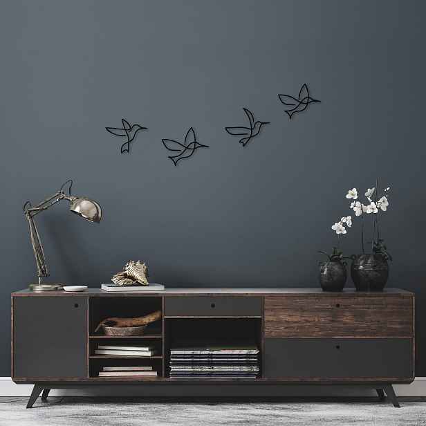 Wallity Nástěnná kovová dekorace Birds černá
