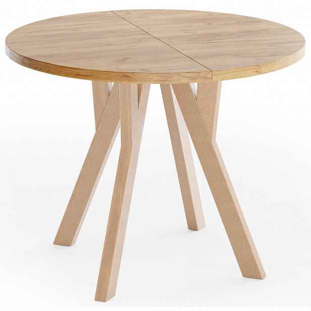 WFL GROUP ESSTISCH Avero runder ausziehbarer, Eiche Craft braun 80-160/80/77 cm
