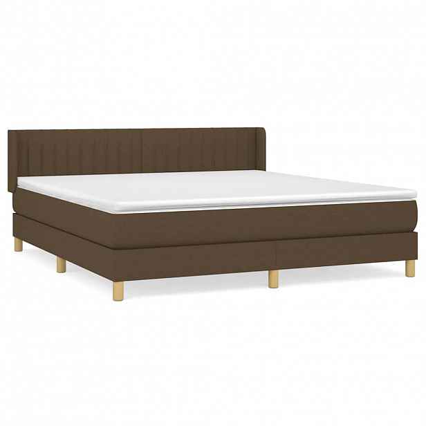 vidaXL Box spring postel s matrací tmavě hnědá 180x200 cm textil