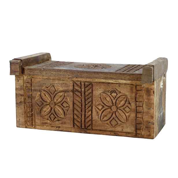 Krabička Grimaud s vyřezáváním a víkem z recyklovaného dřeva – 36*19*17 cm Chic Antique