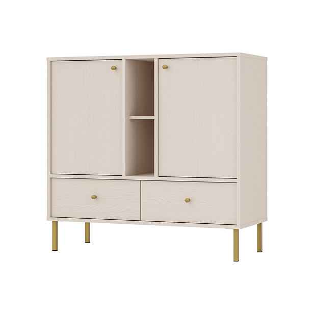MASSENO KOMODA TORINO, 100/95/41 cm s 2 zásuvkami a 2 dvířky, béžová