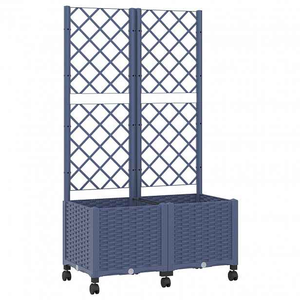 vidaXL Zahradní truhlík s treláží a koly Modro šedá 80 x 40 x 146 cm