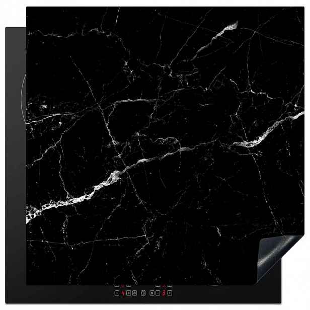 MuchoWow KRYT NA INDUKČNÍ DESKU Mramorový vzhled - Černá - Luxusní 78x78 cm