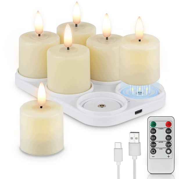 Nabíjecí Led Svíčky 6 Ks S Dálkovým Časovačem, Magnetická Základna Usb-c