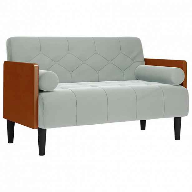 vidaXL Pohovka Loveseat s podhlavníkem, světle šedá, 110 cm, samet