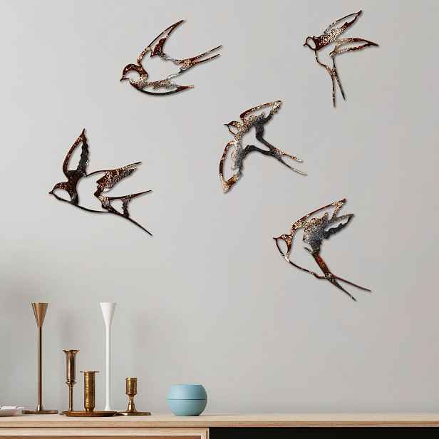 Wallity Nástěnná kovová dekorace Birds-2 vícebarevná