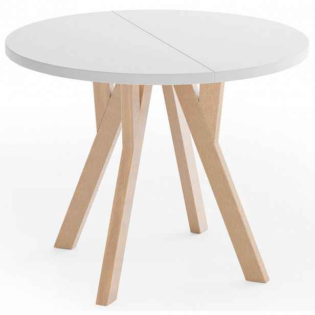 WFL GROUP ESSTISCH Avero runder ausziehbarer, Weiß 100-140/100/77 cm