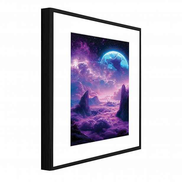 3D Obraz V Černém Rámečku Passe Partout Vesmír Pro Děti Flioletový 60x40