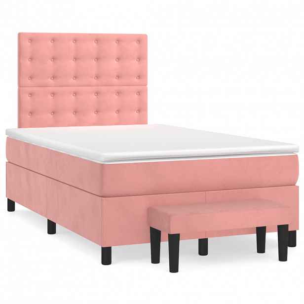 vidaXL Box spring postel s matrací růžová 120 x 200 cm samet