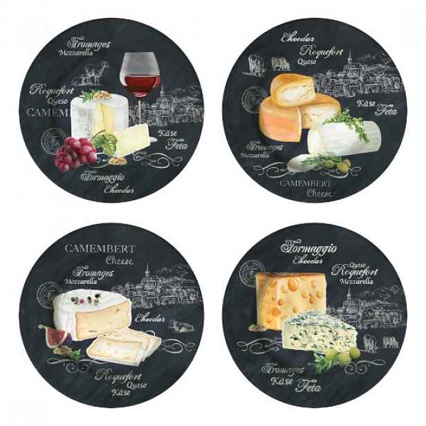 Sada 4 servírovacích podnosů na sýr, porcelán, 19 cm, "World of Cheese