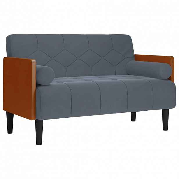 vidaXL Pohovka Loveseat s podhlavníkem, tmavě šedá, 110 cm, samet